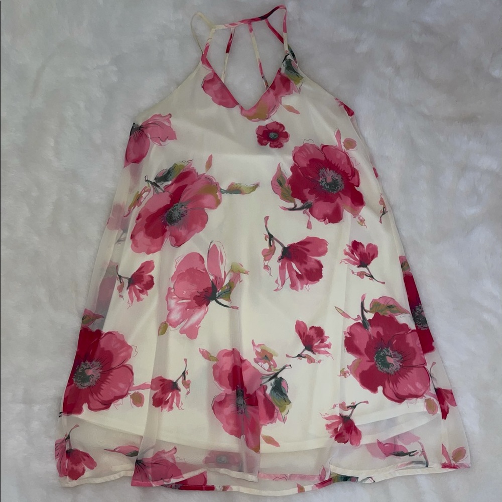 White and pink floral dress